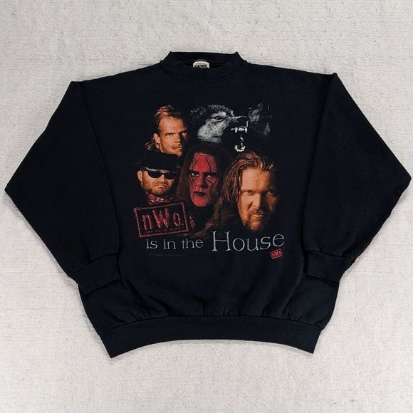 Tultex Other - Vtg 90s NWO WolfPac Crew Neck Sweatshirt Men's XL Black Wrestling Sting Nash WCW